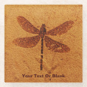 fossiele libel glazen onderzetter (Voorkant)