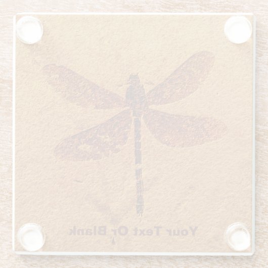 fossiele libel glazen onderzetter (Achterkant)