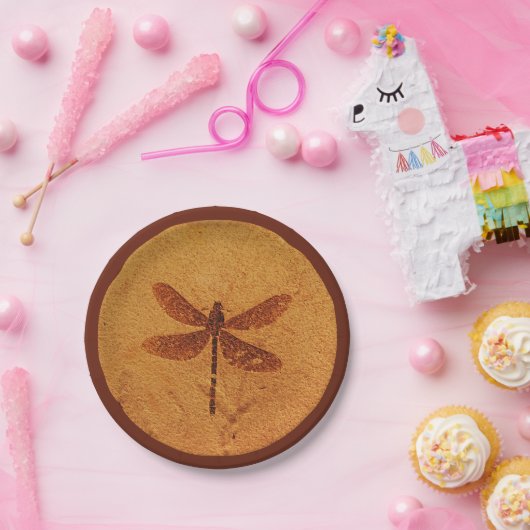 fossiele libel papieren bordje (Feest)