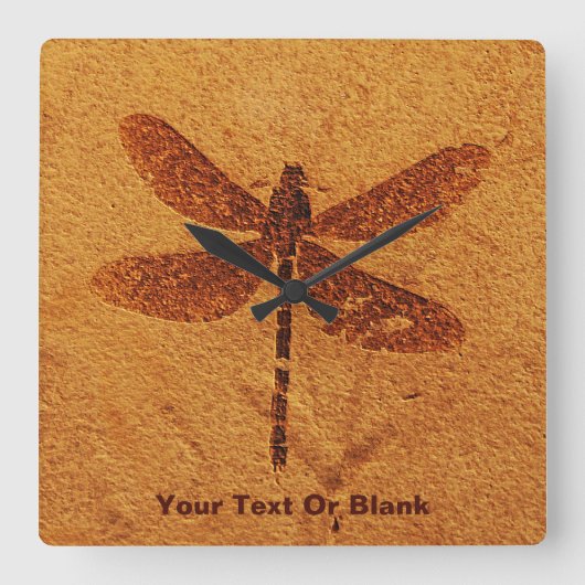 fossiele libel vierkante klok (Voorkant)