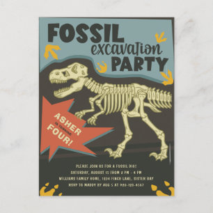 Fossiele Opgraving Dinosaur Verjaardagsfeestje Briefkaart