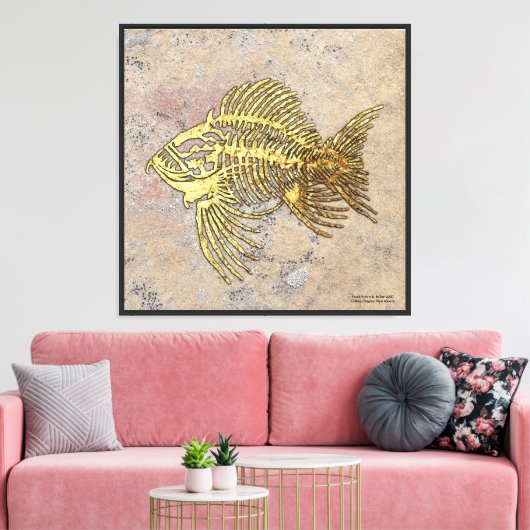 Fossiele vis afdruk canvas afdruk (Insitu (Woonkamer))