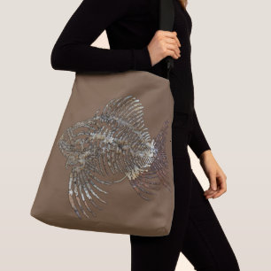 Fossiele vis crossbody tas