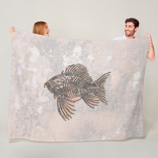 fossiele vis fleece deken (In situ)