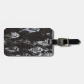 Fossiele witte vis op zwarte achtergrond bagagelabel (Voorkant horizontaal)