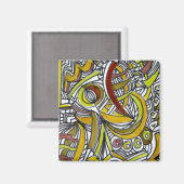 Fossielen - Kleurrijke Abstracte kunstinkttekening Magneet (Voorkant / Achterkant)