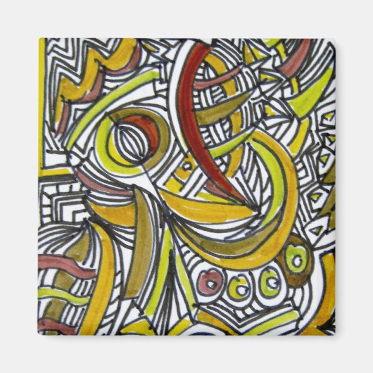 Fossielen - Kleurrijke Abstracte kunstinkttekening Magneet (Voorkant)