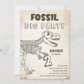 Fossil Dig Dinosaur Birthday Party Kaart (Voorkant)