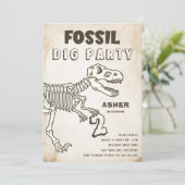Fossil Dig Dinosaur Birthday Party Kaart (Staand voorkant)