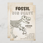Fossil Dig Dinosaur Birthday Party Kaart (Voorkant / Achterkant)