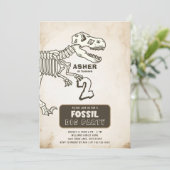 Fossil Dig Dinosaur Birthday Party Kaart (Staand voorkant)