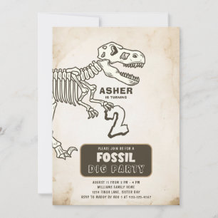 Fossil Dig Dinosaur Birthday Party Kaart