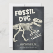 Fossil Dig Dinosaur Birthday Party Kaart (Voorkant)