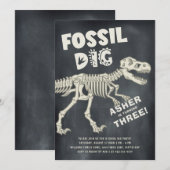 Fossil Dig Dinosaur Birthday Party Kaart (Voorkant / Achterkant)