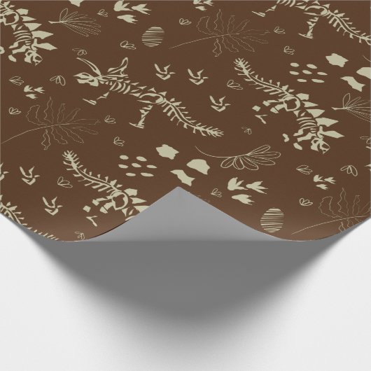 Fossil Digging Dinosaur Brown and beige Cadeaupapier (Hoek)