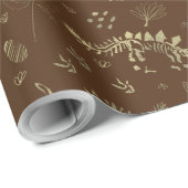 Fossil Digging Dinosaur Brown and Faux Gold Foil Cadeaupapier (Rol Hoek)