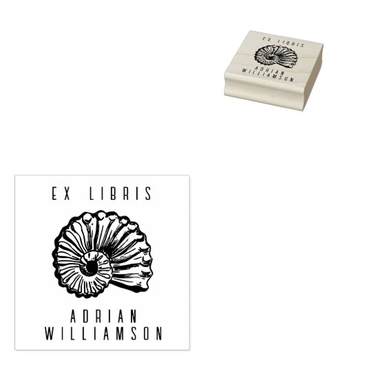 Fossil EX LIBRIS Custom Name Library Rubberstempel (Gestempeld)