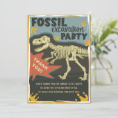 Fossil Excavation Dinosaur Birthday Party Bedankkaart (Staand voorkant)