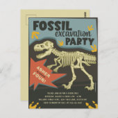 Fossil Excavation Dinosaur Birthday Party Briefkaart (Voorkant / Achterkant)