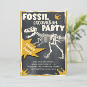 Fossil Excavation Dinosaur Birthday Party Kaart (Staand voorkant)
