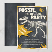 Fossil Excavation Dinosaur Birthday Party Kaart (Voorkant / Achterkant)