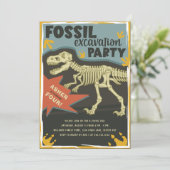 Fossil Excavation Dinosaur Birthday Party Kaart (Staand voorkant)