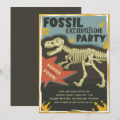 Fossil Excavation Dinosaur Birthday Party Kaart (Voorkant / Achterkant)