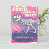 Fossil Excavation Dinosaur Birthday Party Kaart (Staand voorkant)