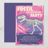 Fossil Excavation Dinosaur Birthday Party Kaart (Voorkant / Achterkant)