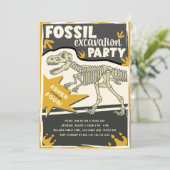 Fossil Excavation Dinosaur Birthday Party Kaart (Staand voorkant)