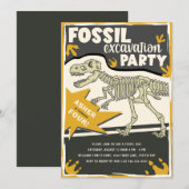 Fossil Excavation Dinosaur Birthday Party Kaart (Voorkant / Achterkant)