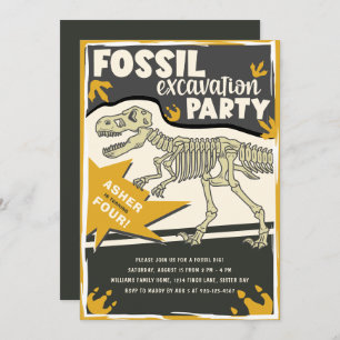 Fossil Excavation Dinosaur Birthday Party Kaart