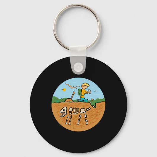 Fossil Hunting Dinosaur Botten Paleontoloog Fossi Sleutelhanger (Voorkant)