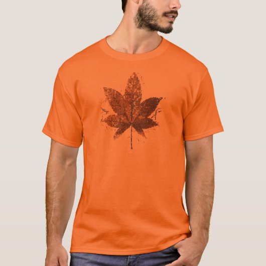 Fossil Maple Leaf Grunge Art T-shirt (Voorkant)