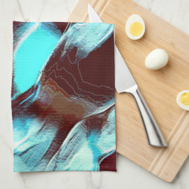 Fossil of metaalcarved, in bruine tot cyaangradiën theedoek