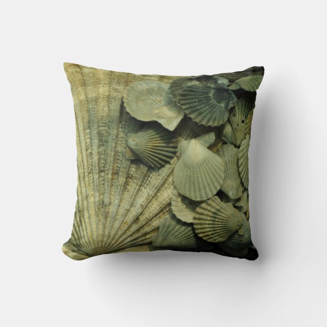 Fossil Scallop Shell Collectie Pillow Kussen (Voorkant)