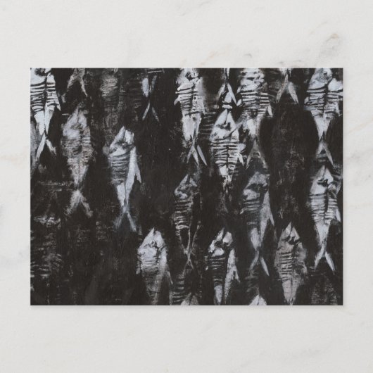 Fossil White Fish op zwarte achtergrond Briefkaart (Voorkant)