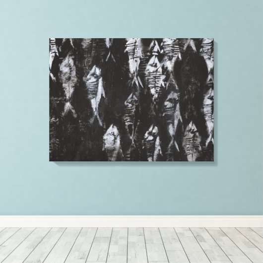 Fossil White Fish op zwarte achtergrond Canvas Afdruk (Insitu (Houten vloer))