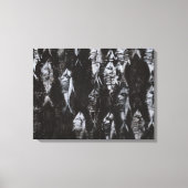 Fossil White Fish op zwarte achtergrond Canvas Afdruk (Voorkant)