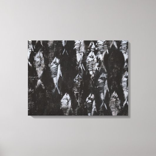 Fossil White Fish op zwarte achtergrond Canvas Afdruk (Voorkant)