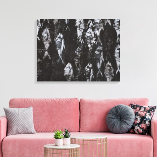 Fossil White Fish op zwarte achtergrond Canvas Afdruk (Insitu (Woonkamer))