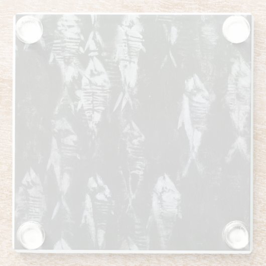 Fossil White Fish op zwarte achtergrond Glazen Onderzetter (Achterkant)