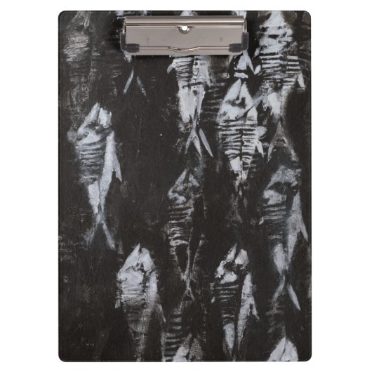 Fossil White Fish op zwarte achtergrond Klembord (Voorkant)