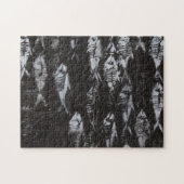 Fossil White Fish op zwarte achtergrond Legpuzzel (Horizontaal)