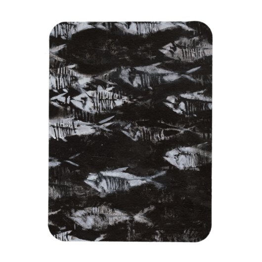 Fossil White Fish op zwarte achtergrond Magneet (Verticaal)