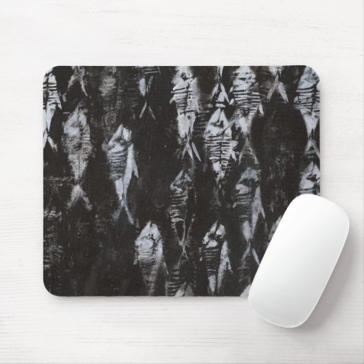 Fossil White Fish op zwarte achtergrond Muismat (Met muis)