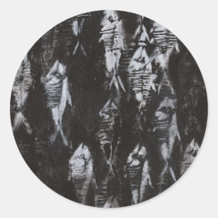 Fossil White Fish op zwarte achtergrond Ronde Sticker