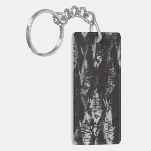 Fossil White Fish op zwarte achtergrond Sleutelhanger (Voorkant Links)