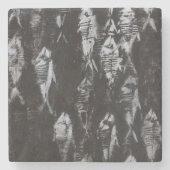 Fossil White Fish op zwarte achtergrond Stenen Onderzetter (Voorkant)