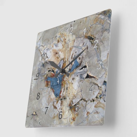 Fossil Wood Vierkante Klok (Hoek)